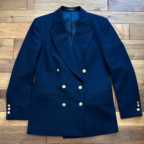 Vintage Regent Clothes double breasted navy blazer with gold crested buttons